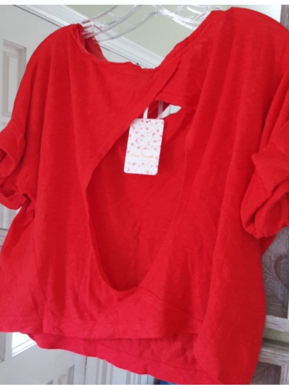 ISO! Free people red open back top